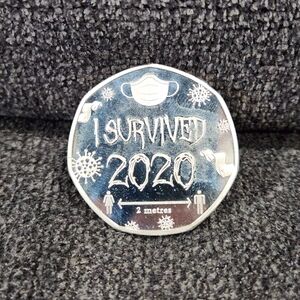 COVID-19 Coronavirus Challenge Coin “I Survived 2020” Silver Tone Commemorative